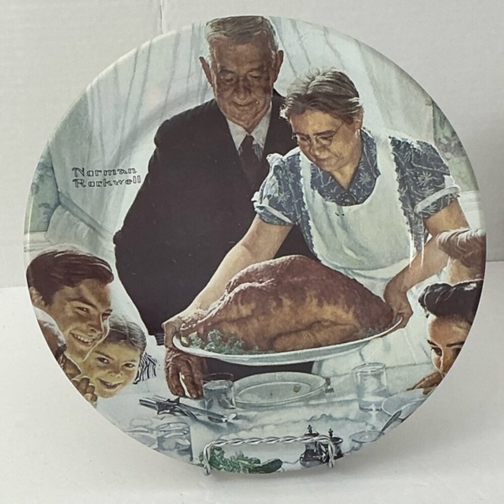 Norman Rockwell Thanksgiving Collector Metal Plate Four Freedoms Vintage 1979 - Picture 9 of 16